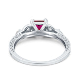 Cushion Celtic Art Deco Engagement Ring Simulated Cubic Zirconia 925 Sterling Silver