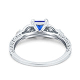 Cushion Celtic Art Deco Engagement Ring Simulated Cubic Zirconia 925 Sterling Silver