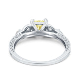 Cushion Celtic Art Deco Engagement Ring Simulated Cubic Zirconia 925 Sterling Silver