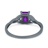 Engagement Ring Emerald Cut Simulated Cubic Zirconia Solid 925 Sterling Silver