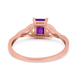 Engagement Ring Emerald Cut Simulated Cubic Zirconia Solid 925 Sterling Silver