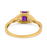 Engagement Ring Emerald Cut Simulated Cubic Zirconia Solid 925 Sterling Silver