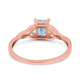 Engagement Ring Emerald Cut Simulated Cubic Zirconia Solid 925 Sterling Silver