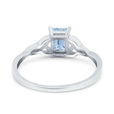 Engagement Ring Emerald Cut Simulated Cubic Zirconia Solid 925 Sterling Silver