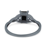 Engagement Ring Emerald Cut Simulated Cubic Zirconia Solid 925 Sterling Silver