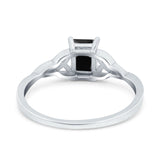 Engagement Ring Emerald Cut Simulated Cubic Zirconia Solid 925 Sterling Silver