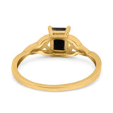 Engagement Ring Emerald Cut Simulated Cubic Zirconia Solid 925 Sterling Silver