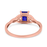 Engagement Ring Emerald Cut Simulated Cubic Zirconia Solid 925 Sterling Silver