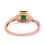 Engagement Ring Emerald Cut Simulated Cubic Zirconia Solid 925 Sterling Silver