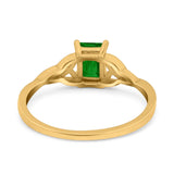 Engagement Ring Emerald Cut Simulated Cubic Zirconia Solid 925 Sterling Silver