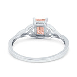 Engagement Ring Emerald Cut Simulated Cubic Zirconia Solid 925 Sterling Silver