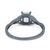 Engagement Ring Emerald Cut Simulated Cubic Zirconia Solid 925 Sterling Silver