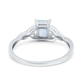 Engagement Ring Emerald Cut Simulated Cubic Zirconia Solid 925 Sterling Silver