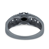 Split Celtic Engagement Ring Round Simulated Cubic Zirconia 925 Sterling Silver