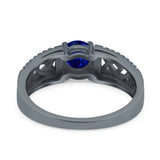 Split Celtic Engagement Ring Round Simulated Cubic Zirconia 925 Sterling Silver