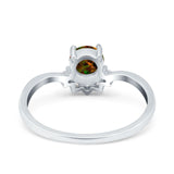 Art Deco V Chevron Engagement Ring Round Simulated Cubic Zirconia 925 Sterling Silver