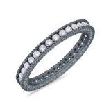 Art Deco Full Eternity Stackable Wedding Ring Simulated CZ 925 Sterling Silver