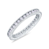 Art Deco Full Eternity Stackable Wedding Ring Simulated CZ 925 Sterling Silver
