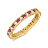 Art Deco Full Eternity Stackable Wedding Ring Simulated CZ 925 Sterling Silver