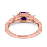 Art Deco Vintage Engagement Ring Round Simulated Cubic Zirconia 925 Sterling Silver