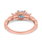 Art Deco Vintage Engagement Ring Round Simulated Cubic Zirconia 925 Sterling Silver