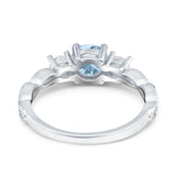 Art Deco Vintage Engagement Ring Round Simulated Cubic Zirconia 925 Sterling Silver