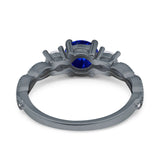 Art Deco Vintage Engagement Ring Round Simulated Cubic Zirconia 925 Sterling Silver