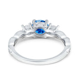 Art Deco Vintage Engagement Ring Round Simulated Cubic Zirconia 925 Sterling Silver