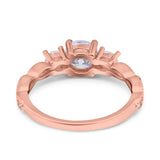 Art Deco Vintage Engagement Ring Round Simulated Cubic Zirconia 925 Sterling Silver