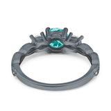 Art Deco Vintage Engagement Ring Round Simulated Cubic Zirconia 925 Sterling Silver