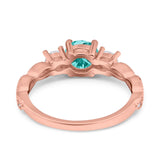 Art Deco Vintage Engagement Ring Round Simulated Cubic Zirconia 925 Sterling Silver