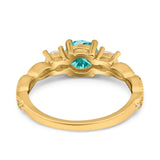 Art Deco Vintage Engagement Ring Round Simulated Cubic Zirconia 925 Sterling Silver