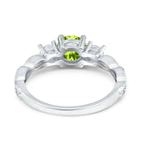 Art Deco Vintage Engagement Ring Round Simulated Cubic Zirconia 925 Sterling Silver