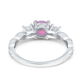 Art Deco Vintage Engagement Ring Round Simulated Cubic Zirconia 925 Sterling Silver