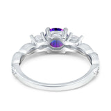 Art Deco Vintage Engagement Ring Round Simulated Cubic Zirconia 925 Sterling Silver