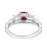 Art Deco Vintage Engagement Ring Round Simulated Cubic Zirconia 925 Sterling Silver