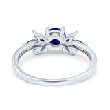 Marquise Wedding Ring Blue Sapphire Simulated Cubic Zirconia 925 Sterling Silver