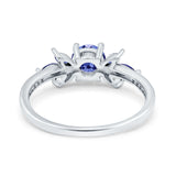 Marquise Wedding Ring Blue Sapphire Simulated Cubic Zirconia 925 Sterling Silver
