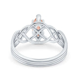 Art Deco Crisscross Wedding Ring Marquise Simulated Cubic Zirconia 925 Sterling Silver