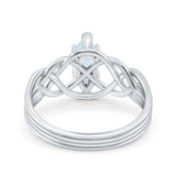 Art Deco Crisscross Wedding Ring Marquise Simulated Cubic Zirconia 925 Sterling Silver