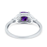 Cushion Cut Celtic Art Deco Wedding Engagement Bridal Ring Round Simulated Cubic Zirconia 925 Sterling Silver