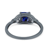 Cushion Cut Celtic Art Deco Wedding Engagement Bridal Ring Round Simulated Cubic Zirconia 925 Sterling Silver