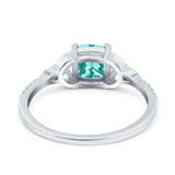 Cushion Cut Celtic Art Deco Wedding Engagement Bridal Ring Round Simulated Cubic Zirconia 925 Sterling Silver