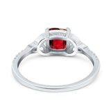 Cushion Cut Celtic Art Deco Wedding Engagement Bridal Ring Round Simulated Cubic Zirconia 925 Sterling Silver