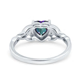 Heart Celtic Wedding Promise Ring Simulated Cubic Zirconia 925 Sterling Silver