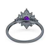 Oval Cut Halo Vintage Wedding Ring Simulated Cubic Zirconia 925 Sterling Silver