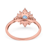 Oval Cut Halo Vintage Wedding Ring Simulated Cubic Zirconia 925 Sterling Silver