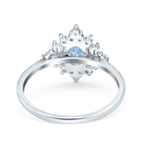 Oval Cut Halo Vintage Wedding Ring Simulated Cubic Zirconia 925 Sterling Silver