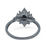 Oval Cut Halo Vintage Wedding Ring Simulated Cubic Zirconia 925 Sterling Silver