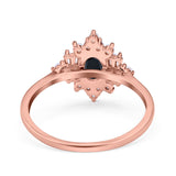 Oval Cut Halo Vintage Wedding Ring Simulated Cubic Zirconia 925 Sterling Silver